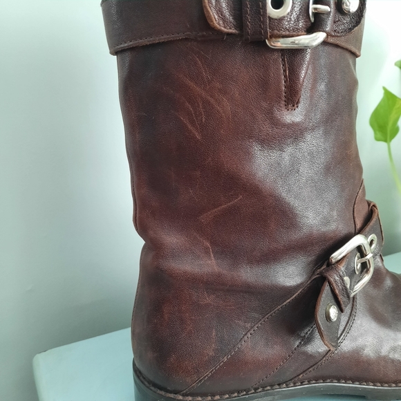 Stuart Weitzman Leather Buckle Boots SZ 8 - Picture 5 of 9